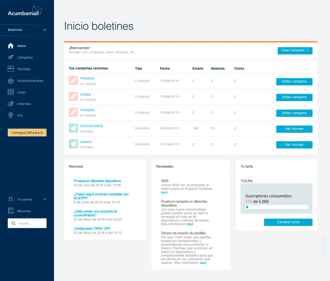 crear lista suscriptores