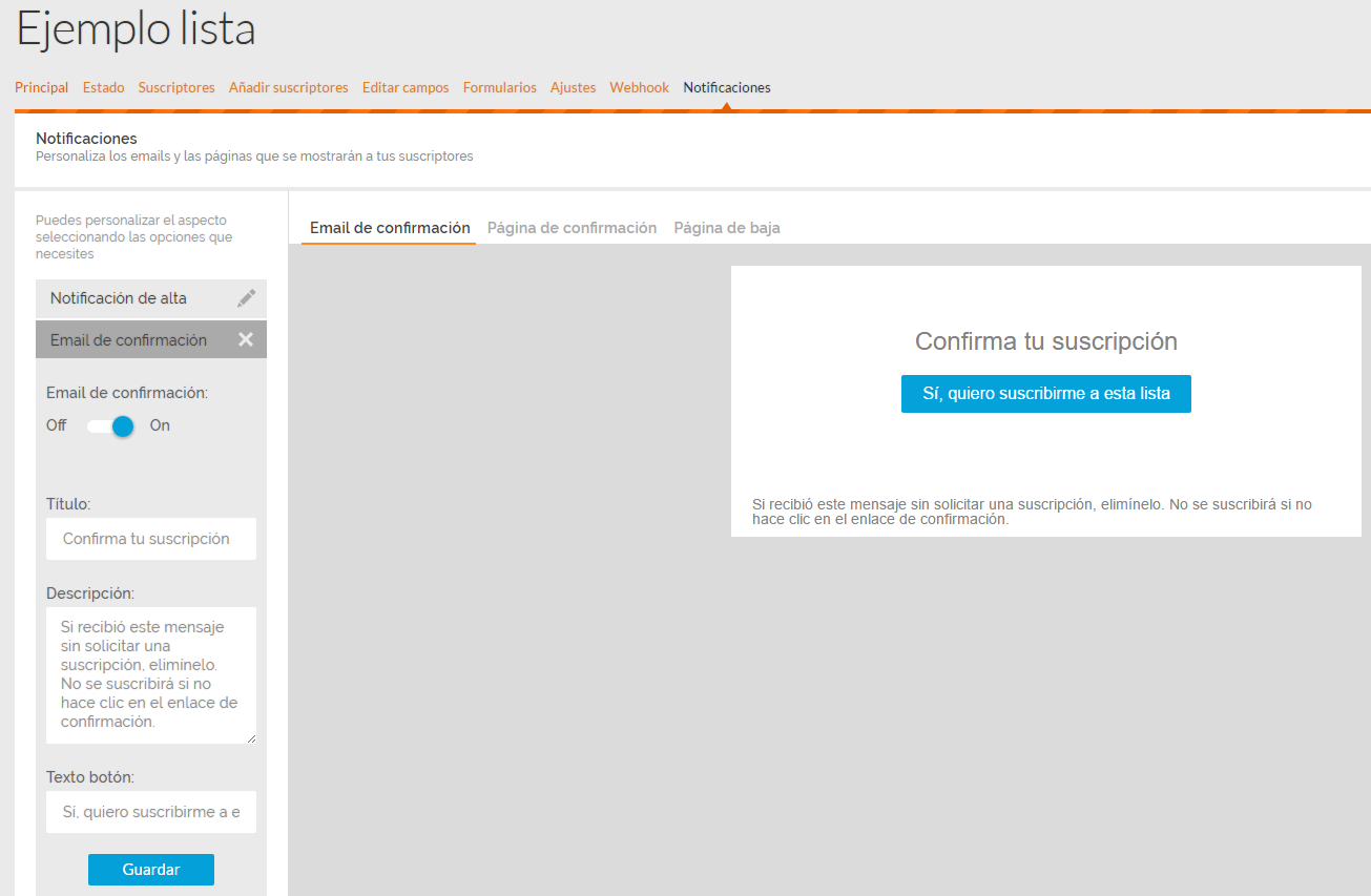 editar email de confirmación